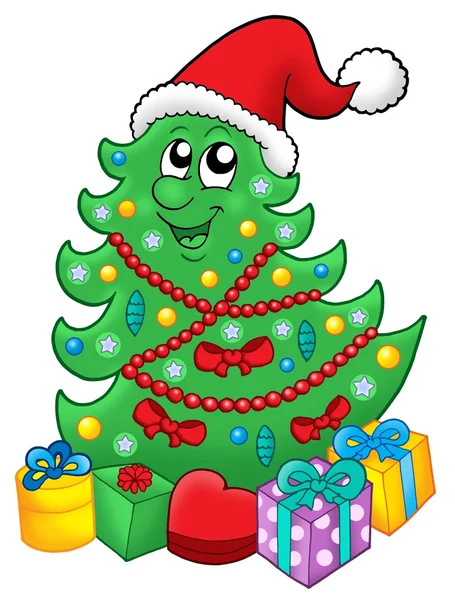 Santa Boże Narodzenie drzewo z darów — Zdjęcie stockowe