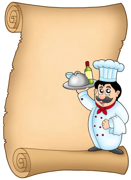 Pergamena con chef 1 — Foto Stock
