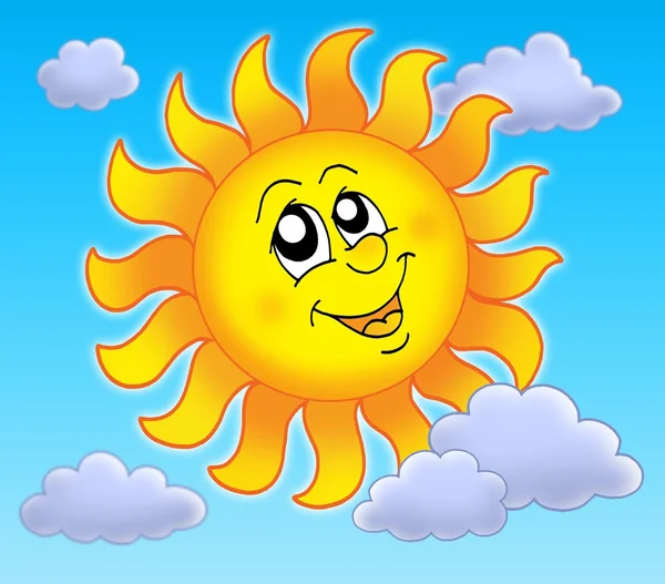 Uśmiechnięte Słoneczko na niebie — Zdjęcie stockowe