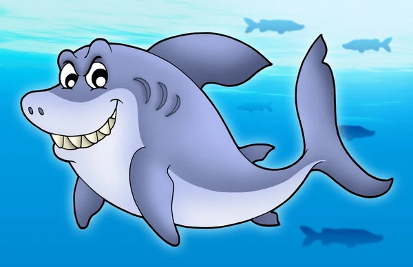 Lachende cartoon haai — Stockfoto