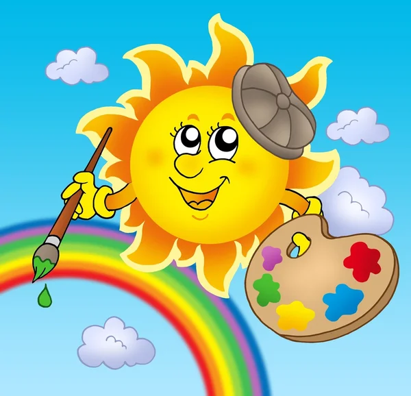 Sun artist with rainbow — Stock Photo, Image
