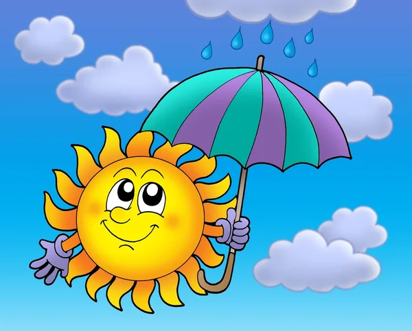 Ήλιος με umbrela σε συννεφιά — Φωτογραφία Αρχείου