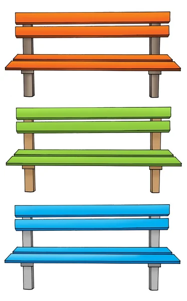 Three various benches — Stock Photo, Image