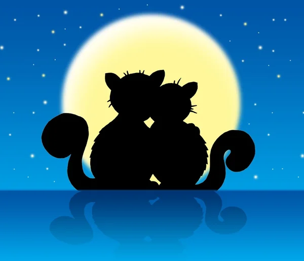 Két macska holdfényben — Stock Fotó