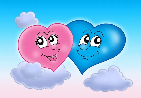Dos corazones en el cielo — Foto de Stock