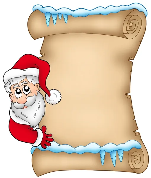 Pergamena invernale con Babbo Natale 1 — Foto Stock