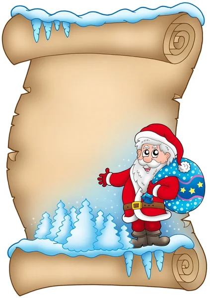Noel Baba 4 ile kış parşömen — Stok fotoğraf