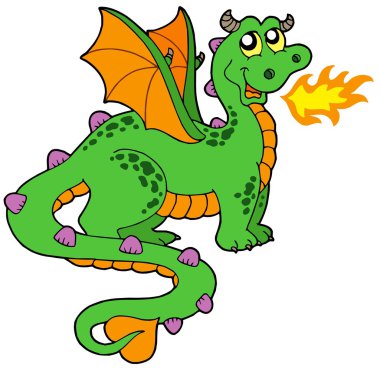 Cute dragon with long tail clipart