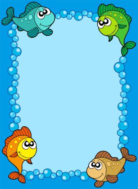 Cute frame with fishes and bubbles clipart