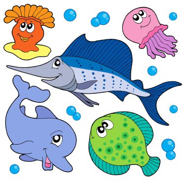 Cute marine animals collection 2 clipart