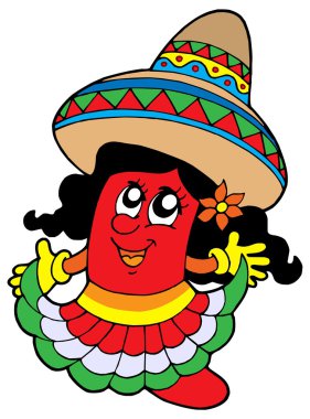 Cute Mexican chilli girl clipart