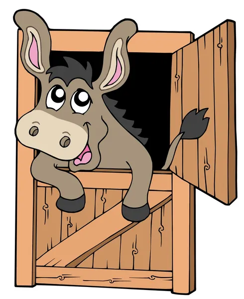 Schattig ezel in stal — Stockvector