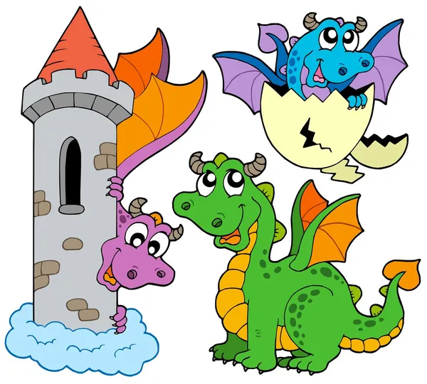Collection de dragons mignons — Image vectorielle