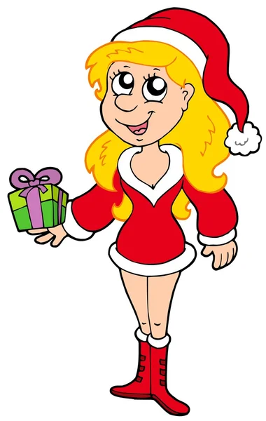 クリスマスの服でかわいい女の子 — ストックベクタ