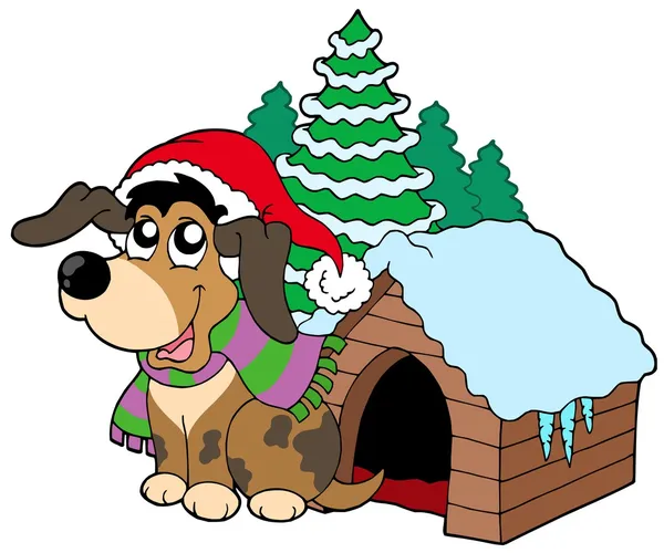 Lindo perro de Navidad — Vector de stock