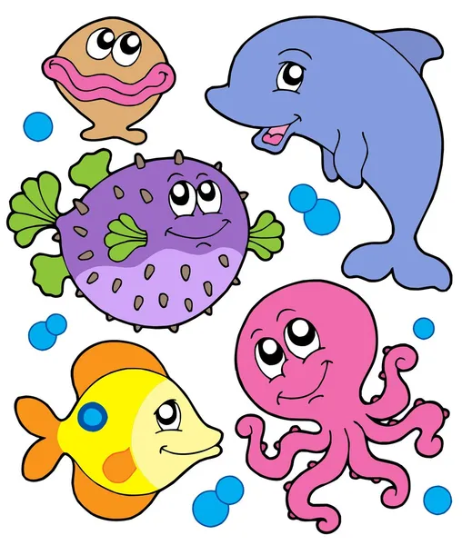 Colección de animales marinos lindos 1b — Vector de stock