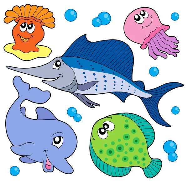 Coleção de animais marinhos bonitos 2 — Vetor de Stock