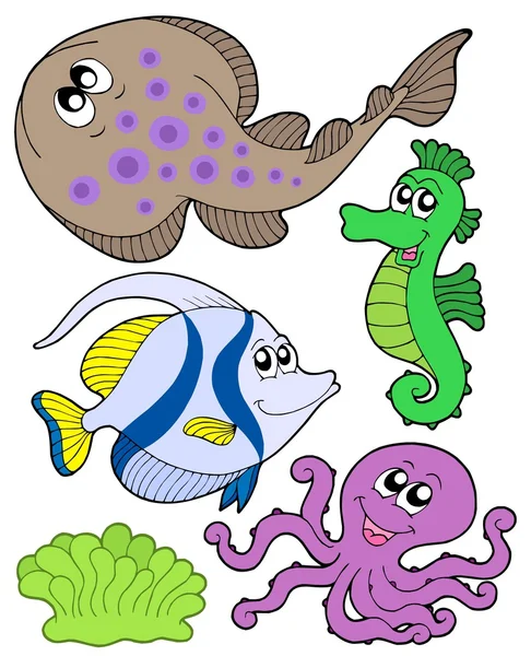 Cute marine animals collection 3 — Stock Vector