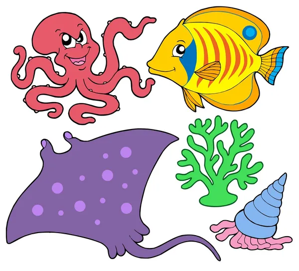 Cute marine animals collection 4 — Stock Vector
