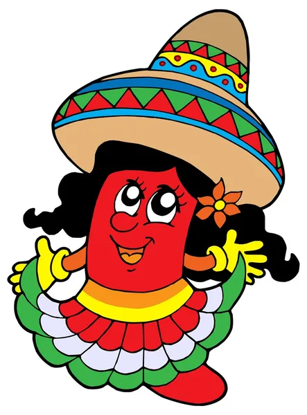 Милая мексиканская девушка с чили — стоковый вектор