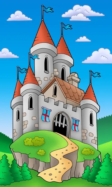 Średniowieczny zamek na wzgórzu — Zdjęcie stockowe