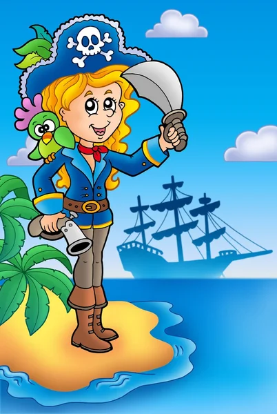 Bastante pirata chica en la isla — Foto de Stock