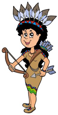 Cute Native American Indian girl clipart