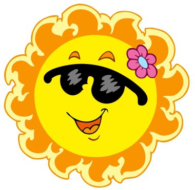 Summer Sun with pink flower clipart