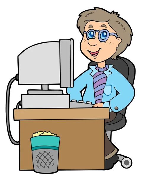 Trabalhador de escritório de desenhos animados — Vetor de Stock