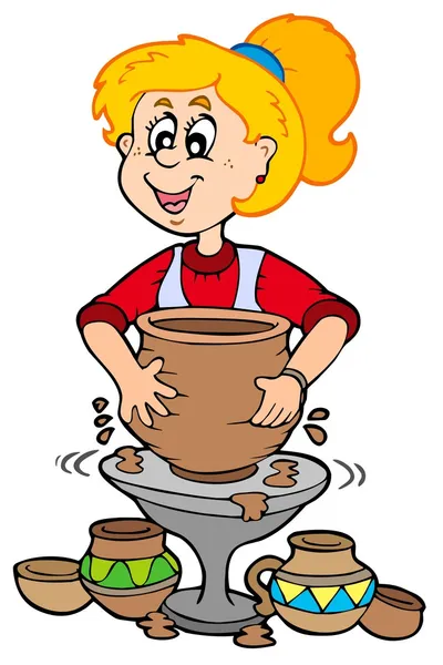 Cartoon pottery girl — Stock Vector