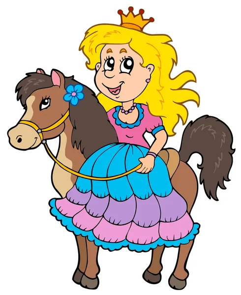 Putri menunggang kuda yang lucu - Stok Vektor