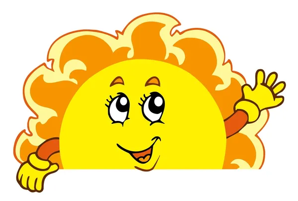 幸せな手を振っている太陽 — ストックベクタ