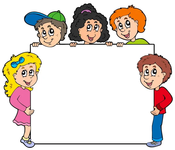 Varios niños sosteniendo tablero — Archivo Imágenes Vectoriales