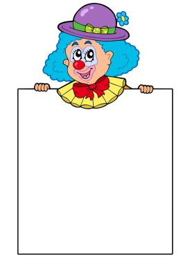 Clown holding blank board clipart