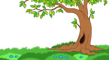 Tree in grassy landscape clipart