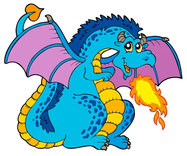 Большой голубой огненный дракон — стоковый вектор