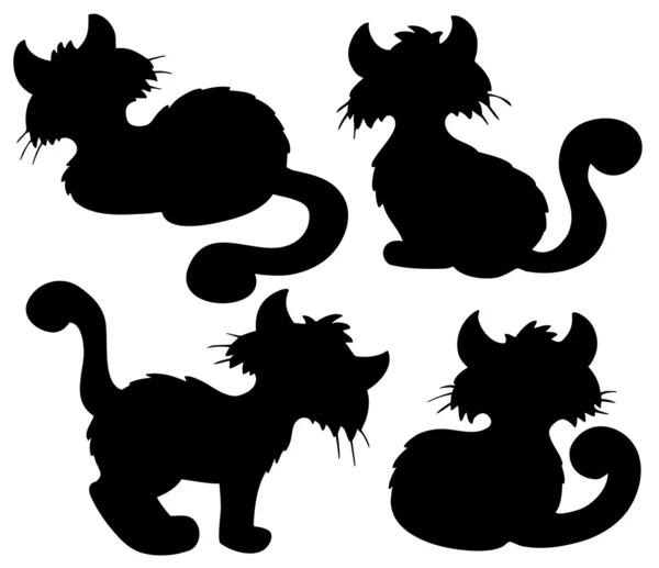Collezione silhouette gatto cartone animato — Vettoriale Stock