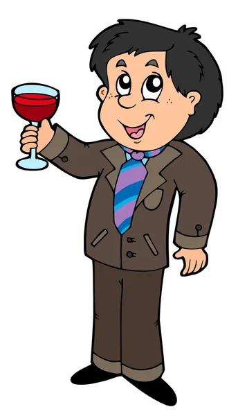 漫画のワインを飲む人 — ストックベクタ