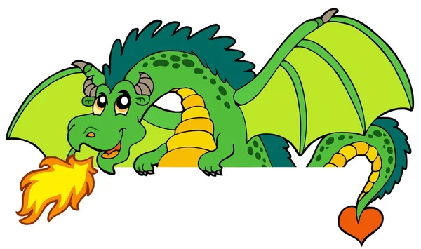 Reus groene loerende dragon — Stockvector