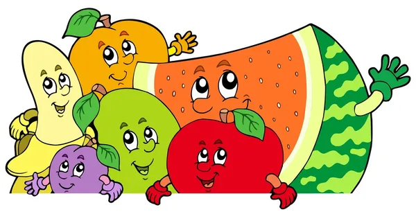 Lurking cartoon fruits — Stock Vector