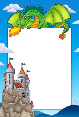 Frame with dragon and castle clipart