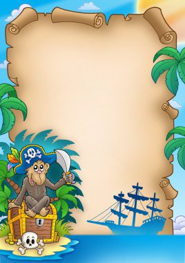 Pirate parchment with monkey clipart