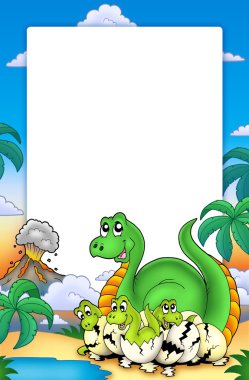 Frame with little dinosaurs clipart