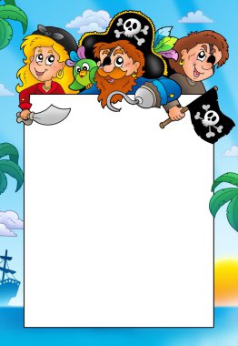 Frame with three cartoon pirates clipart