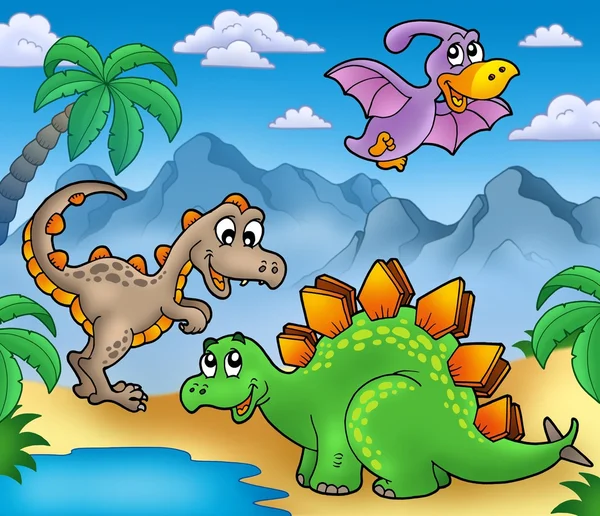 Landscape with dinosaurs 2 — Stock Photo, Image