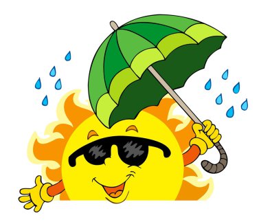 Lurking Sun with big umbrella clipart