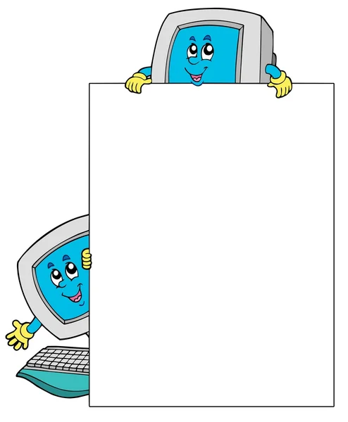 Blank frame with two computers — Stock Vector