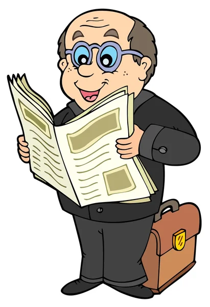 Cartoon businessman with newspaper — Stock Vector