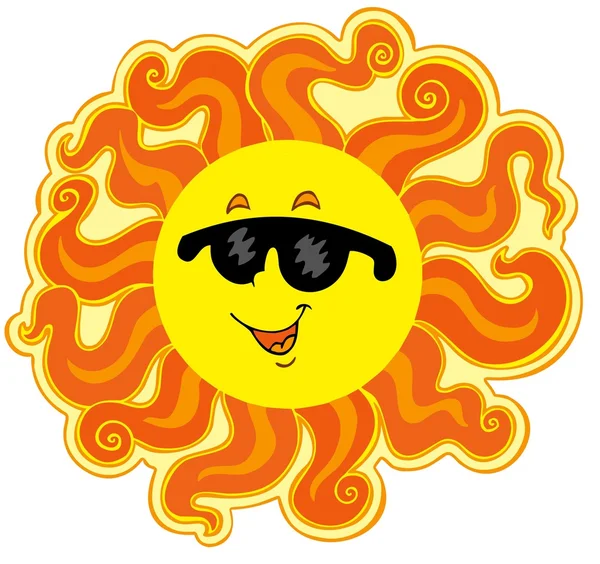 Kudrnaté kreslený slunce — Stockový vektor