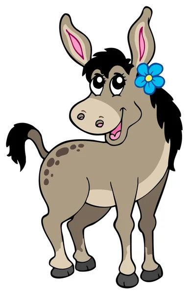 Schattig ezel met bloem — Stockvector
